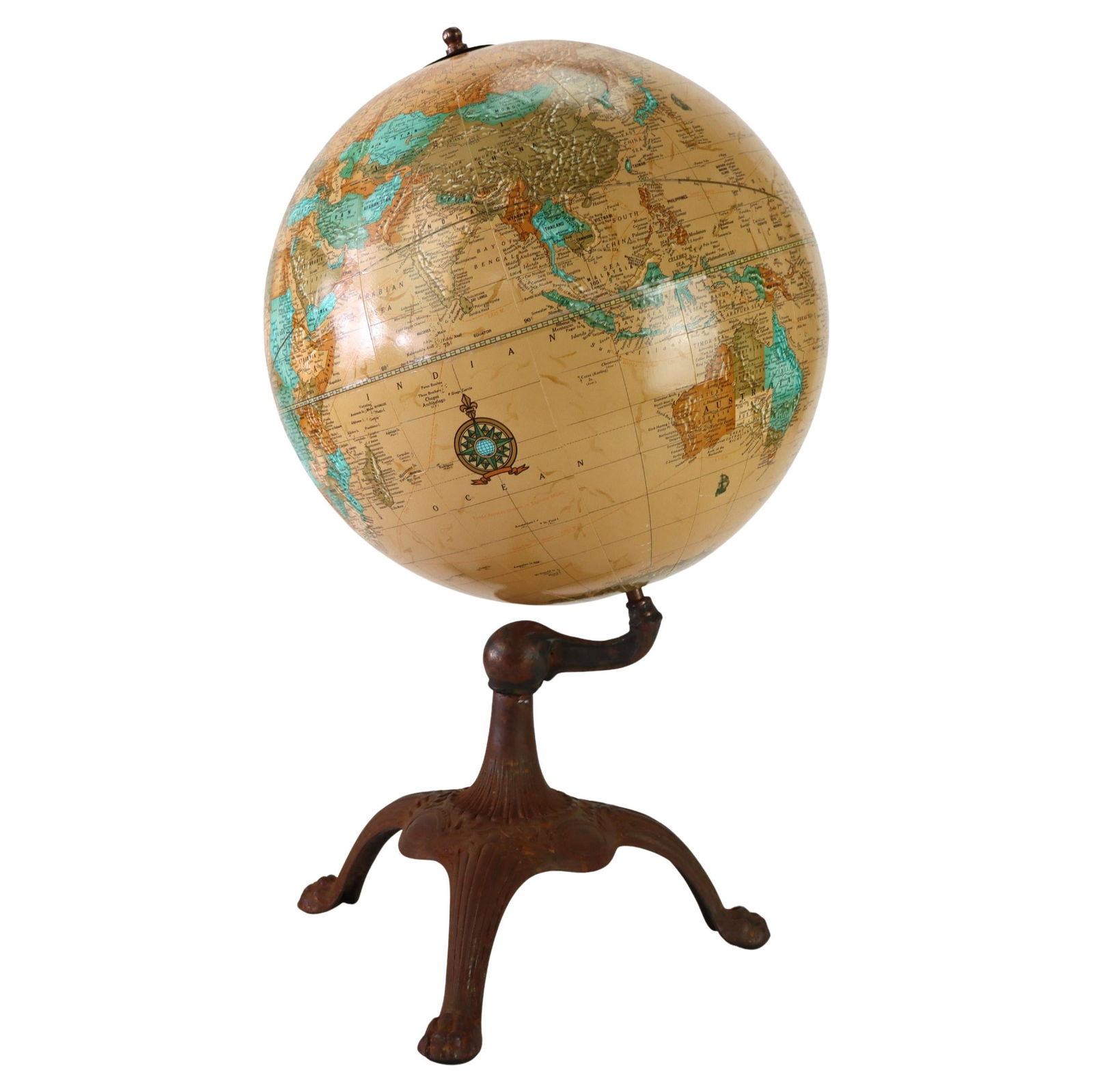 Early 20th Century World Globe on Cast Iron Clawfoot Stand c1920 (1 of 11)