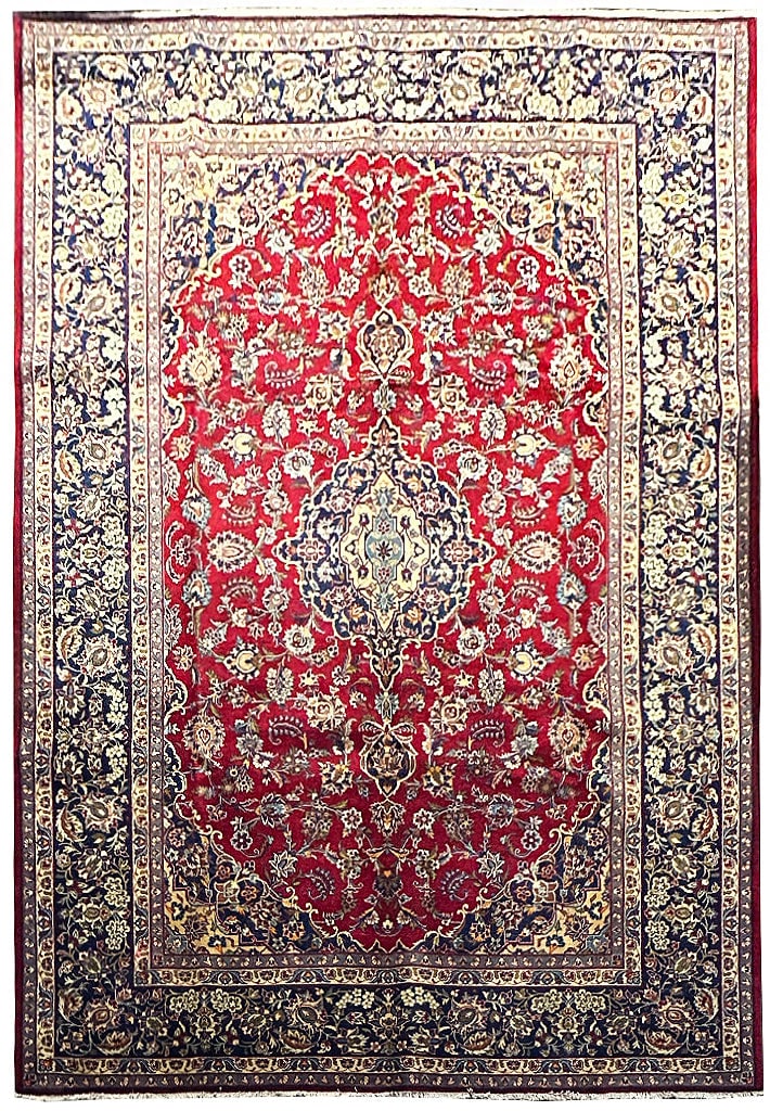 Exquisite 10' x 13.9' Hand-knotted Persian Kashan Area Rug Red Tabriz Design (1 of 6)