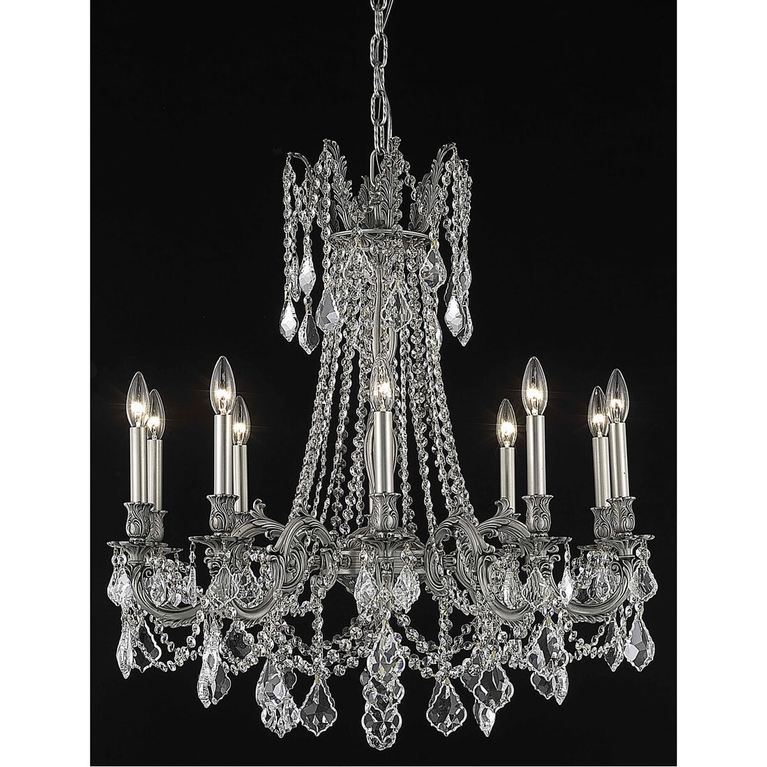 Rosalia 10-Light Empire Chandelier Pewter Finish with Royal Cut Crystals 31 Inch Height (1 of 2)