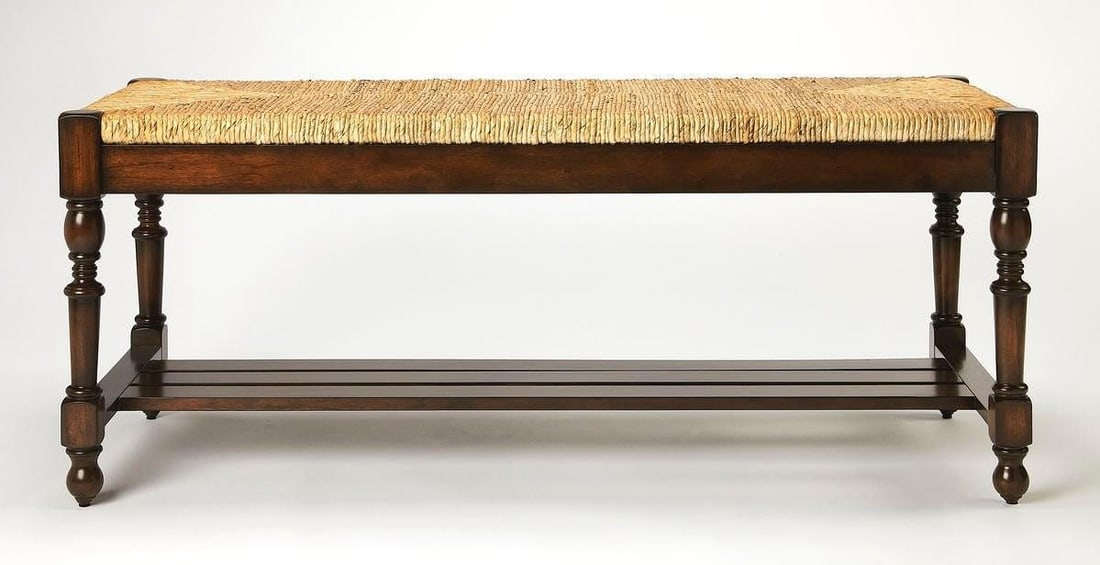 Butler Ravello Bench Coastal Style Mahogany Wicker 48" (1 of 3)