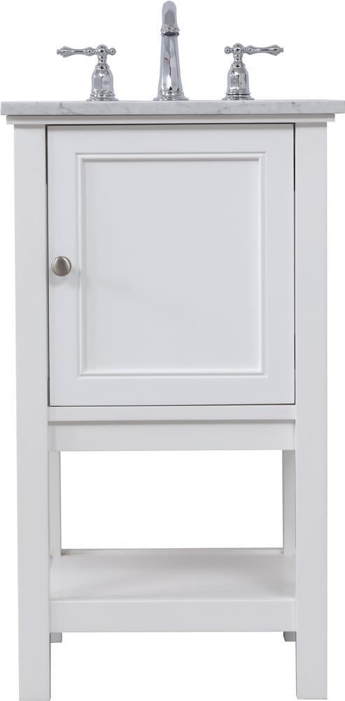 Elegant Lighting Compact White Bathroom Vanity Solid Wood Brushed Nickel Finish: Elegant Lighting Compact White Bathroom Vanity Solid Wood Brushed Nickel Finish This Compact White Vanity boasts an elegant design that complements contemporary spaces. Crafted from solid wood, it