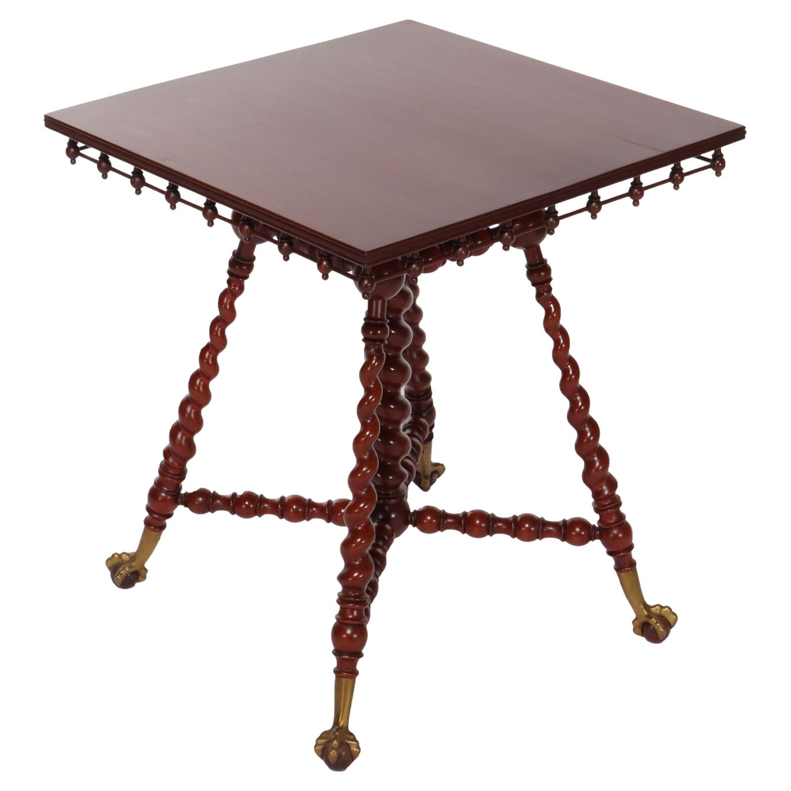 Antique RJ Horner Cherry Wood Twist Leg Lamp Table C1920 (1 of 8)