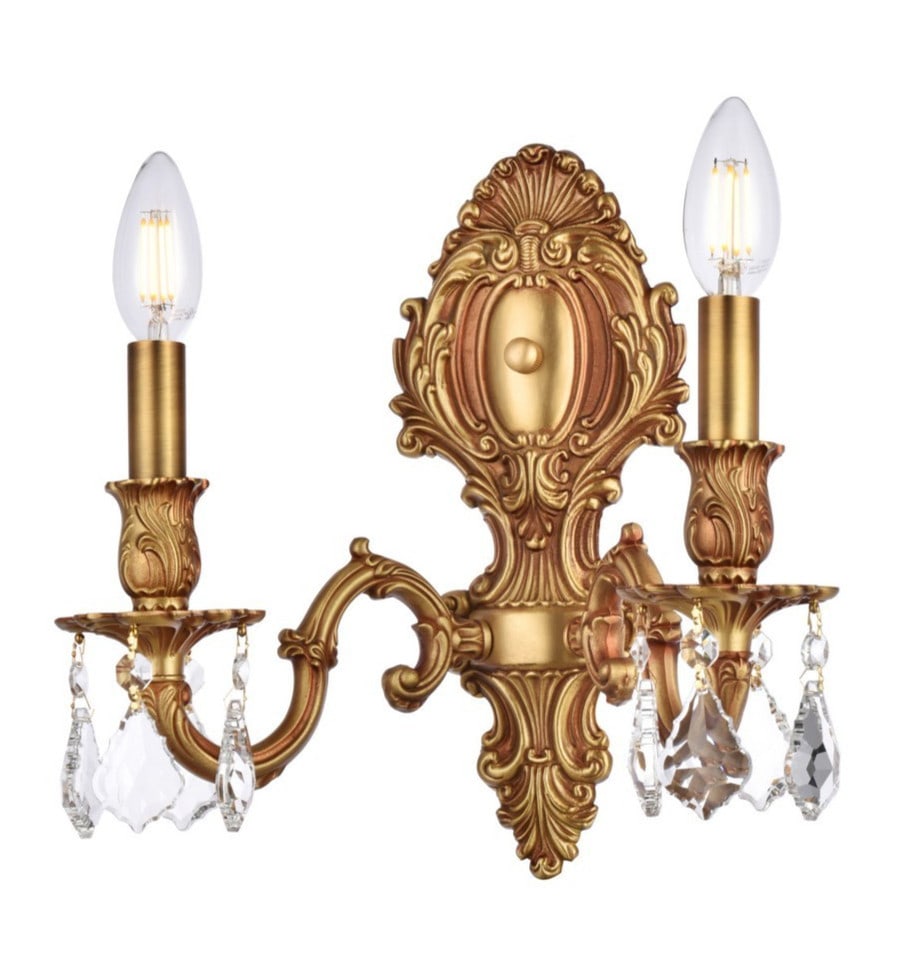 Monarch French Gold Two-Light Brass Crystal Wall Sconce by (1 of 8)