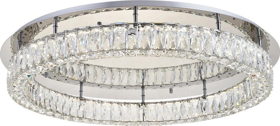 Monroe Collection LED Flush-Mount Light Chrome Crystal 45W: Monroe Collection LED Flush-Mount Light Chrome Crystal 45W Illuminate your space with the stunning Monroe LED Chrome Crystal Light Fixture. This contemporary flush-mount ceiling light features a sleek