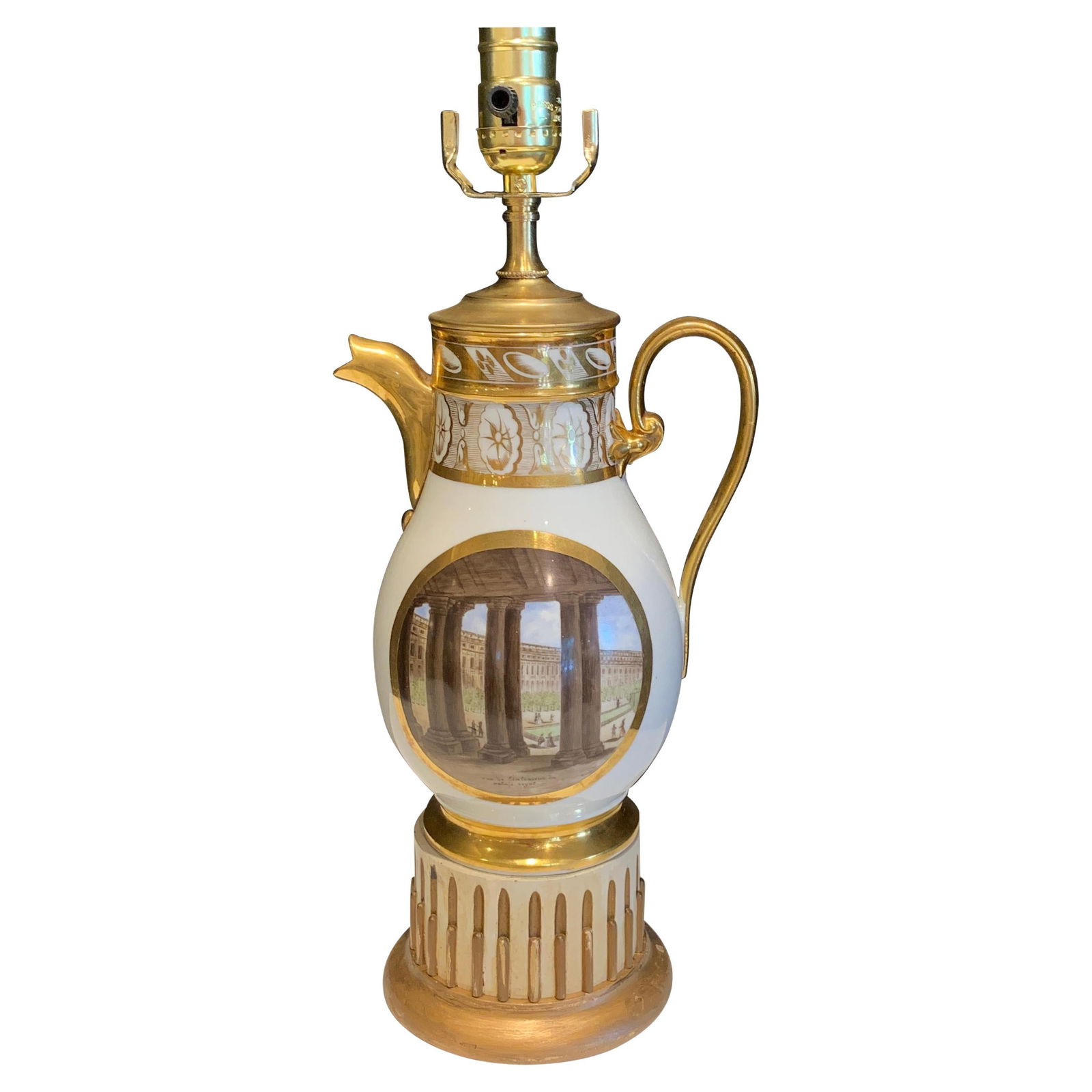 19th Century Old Paris Neoclassical Coffee Pot Lamp with Giltwood Base (1 of 14)