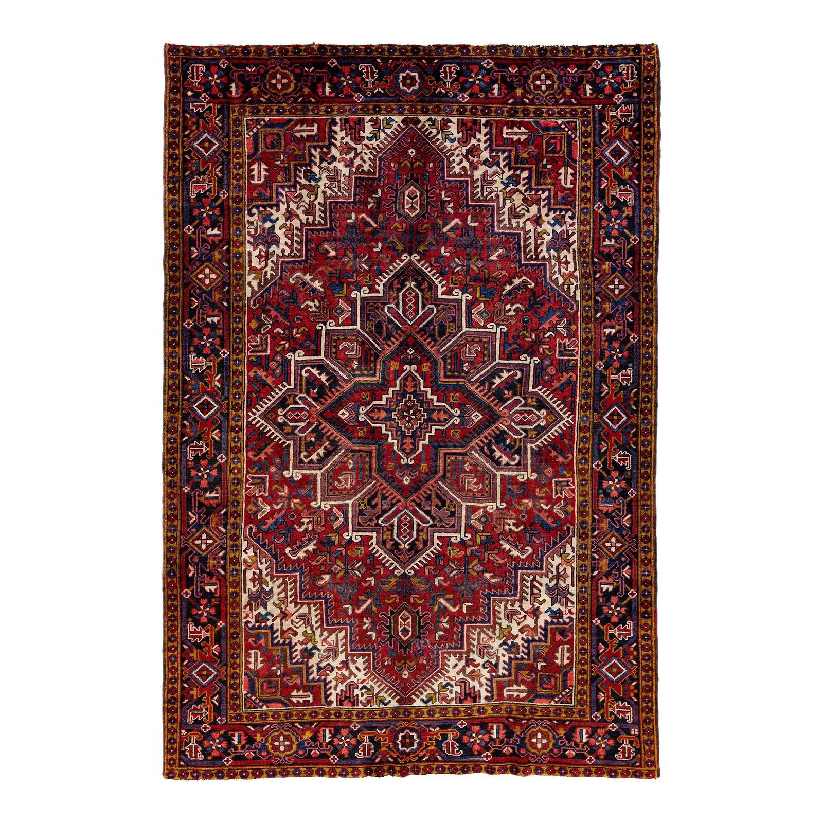 Vintage Handmade Heriz Red Medallion Wool Rug 7'10 X 11'3 (1 of 10)