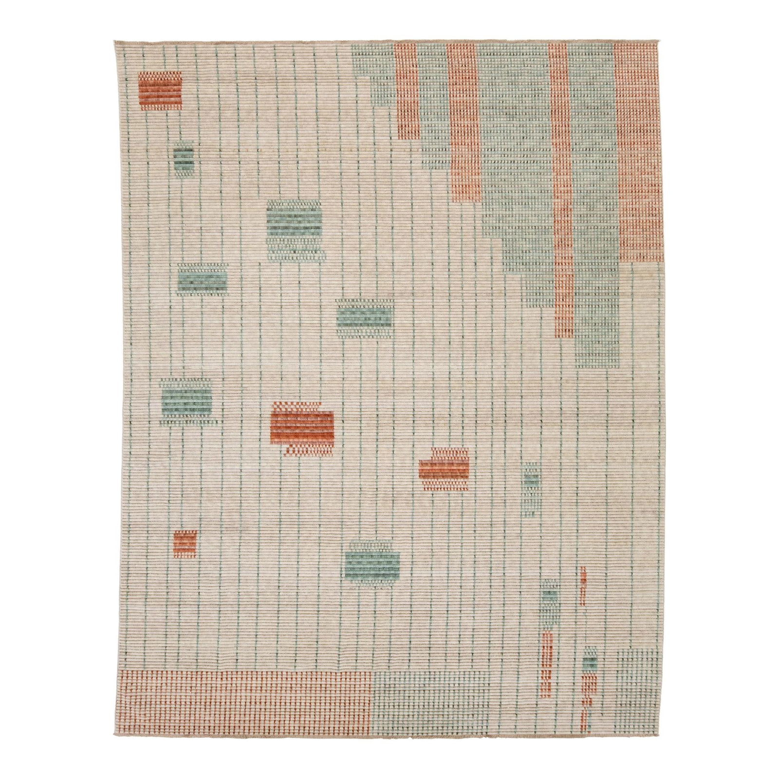 Hand Loomed Beige Wool Rug 9'1 x 11'8 Geometric Design (1 of 10)