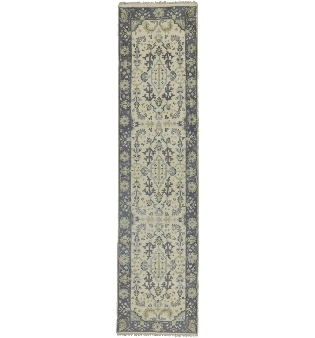 Handmade Wool Oushak Chobi Runner Rug 2'6 x 10'1 Floral Pattern (1 of 17)