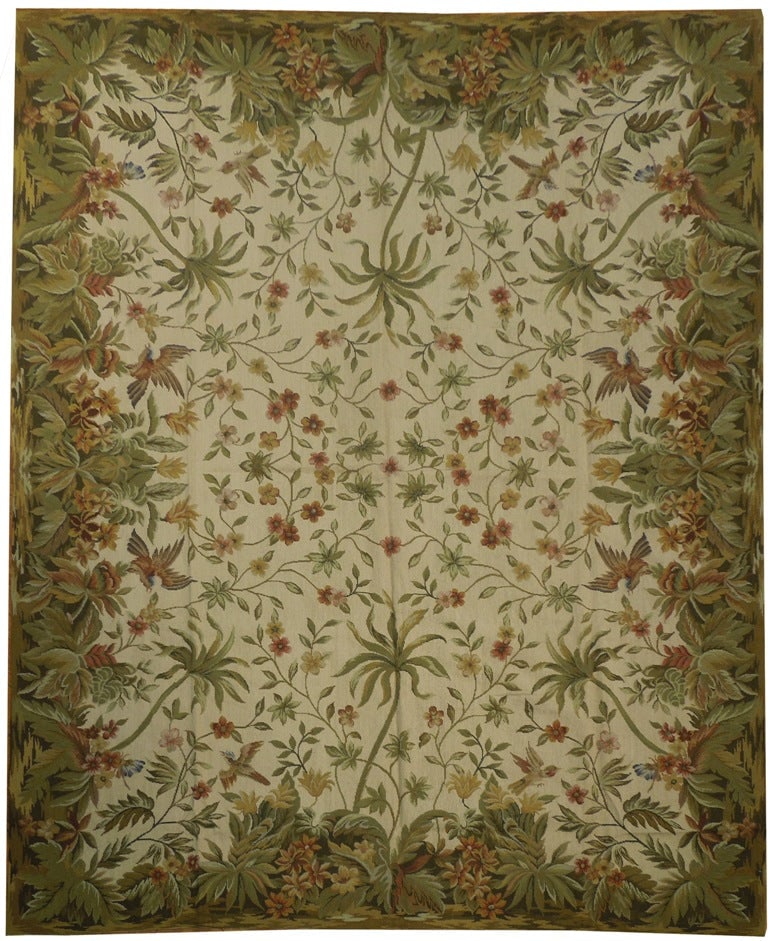 Handmade Needlepoint Flat Weave Rug 7'9 x 9'7 Spring Design (1 of 6)