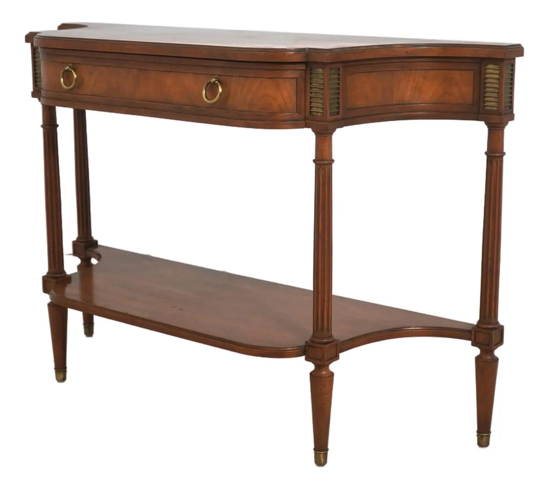 Cherry Wood Console Table with Brass Accents in Maison Jansen Manner (1 of 10)