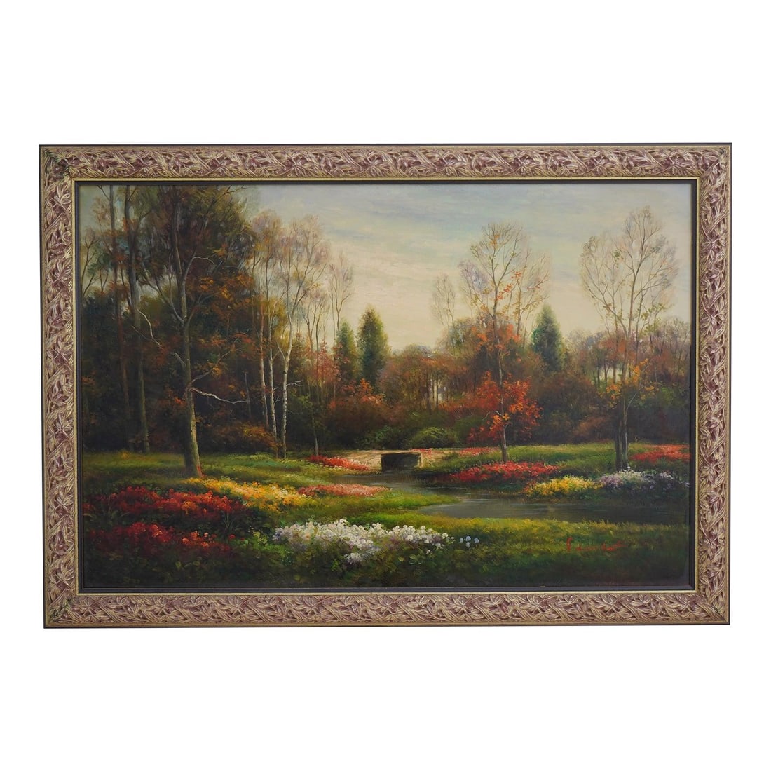 Signed G.Dambert Large Gilded Frame Oil Painting Landscape (1 of 10)