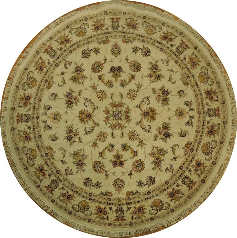 7' Round High Quality Handmade Wool and Silk Rug (1 of 6)