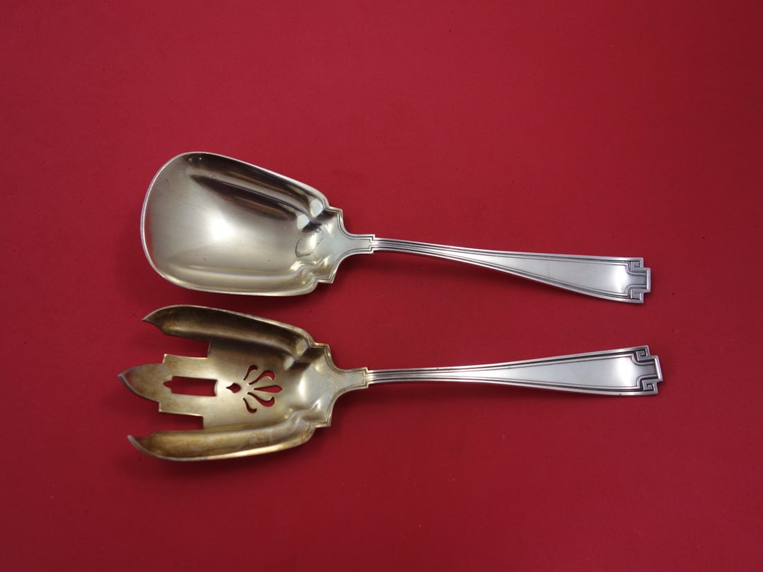 Gorham Etruscan Sterling Silver Salad Serving Set 2-Piece Goldwashed (1 of 1)