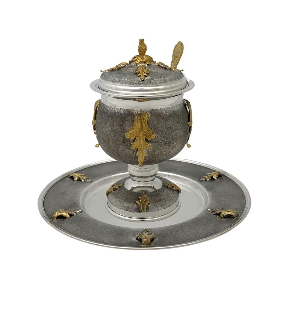 Handmade 925 Sterling Silver Gilded Honey Dish Tray Set (1 of 4)