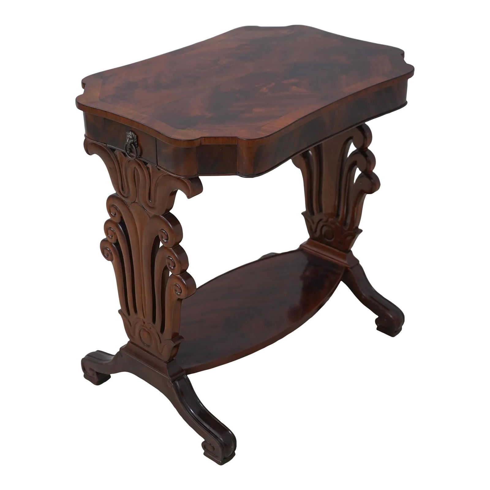 Italian Mahogany End Table with Figural Carving and Drawer (1 of 10)
