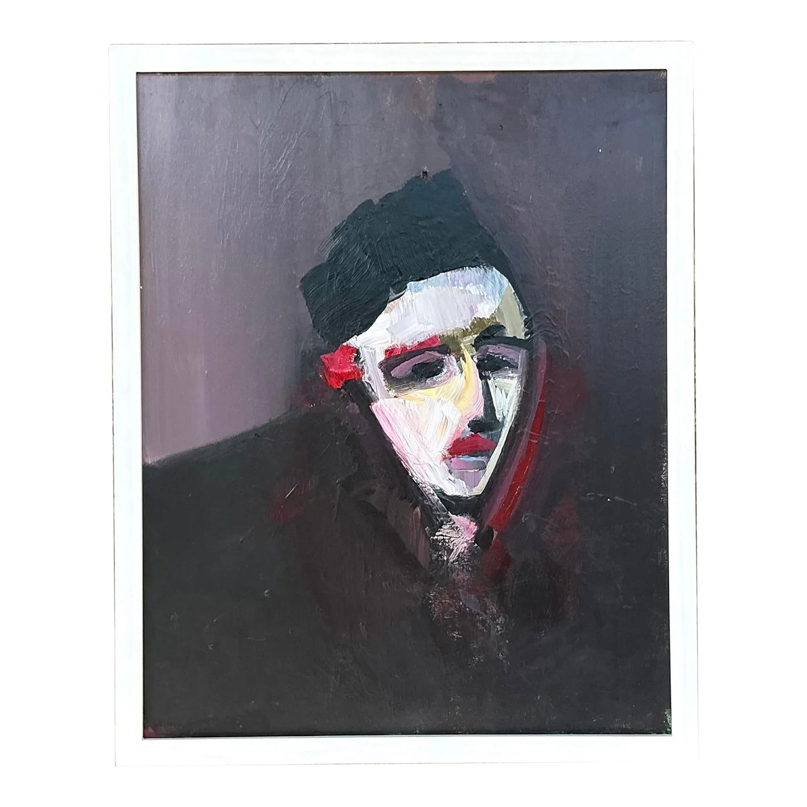 Vintage Boho Abstract Oil Portrait Canvas Art 17x21.25: Vintage Boho Abstract Oil Portrait Canvas Art 17x21.25 This vintage boho oil portrait is a stunning example of abstract expressionism, capturing raw emotion through bold brushstrokes and a rich, moody