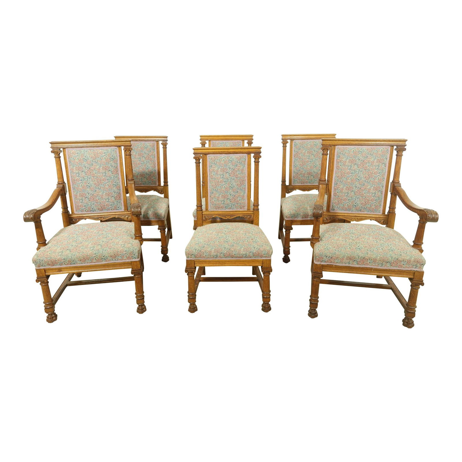 Set of 6 R.J. Horner 1890s Antique Oak Dining Chairs (1 of 10)