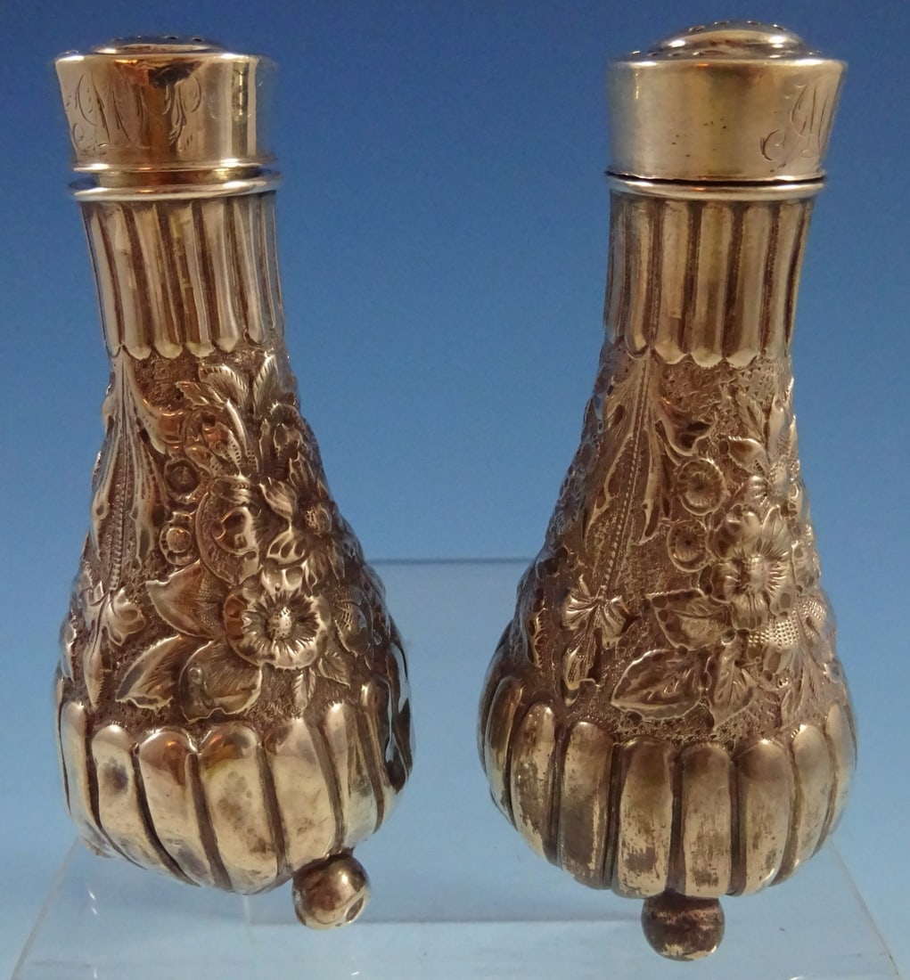 Gorham Cluny Sterling Silver Salt and Pepper Shakers Set 2pc Vintage (1 of 5)