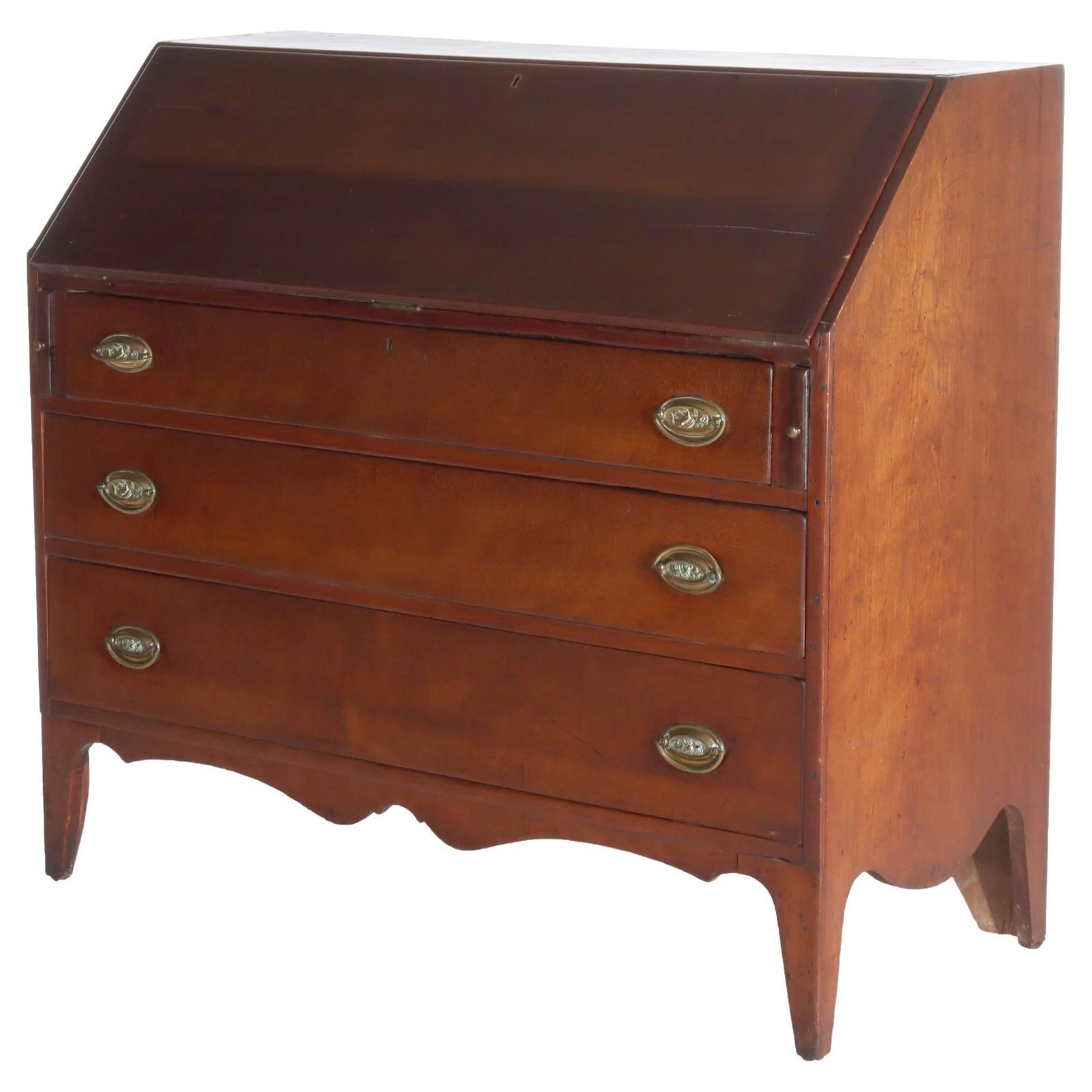 C1820 Hepplewhite Mahogany Drop Front Desk with Three Drawers (1 of 6)