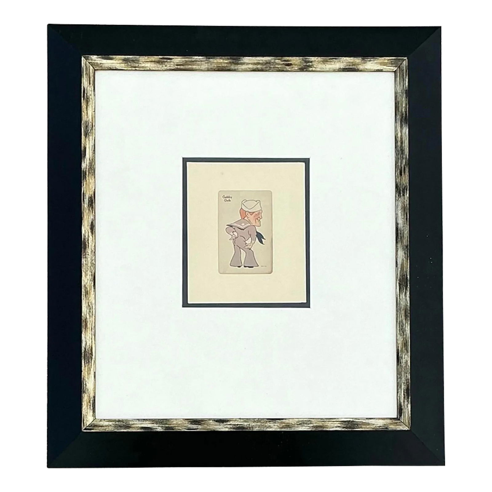 Framed 1938 Old Maid Playing Card Gabby Gob Vintage Boho Decor: Framed 1938 Old Maid Playing Card Gabby Gob Vintage Boho Decor This vintage boho framed 1938 Old Maid playing card showcases the delightful character "Gabby Gob." Expertly matted and framed, it preser