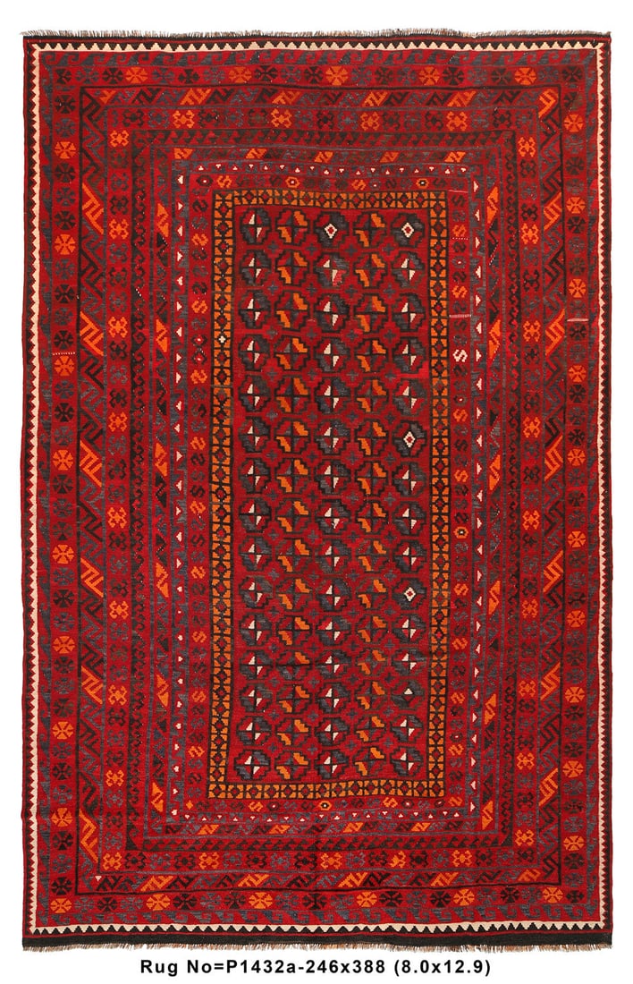 8' x 13' Handmade Afghanistan Wool Tribal Kilim Rug (1 of 8)
