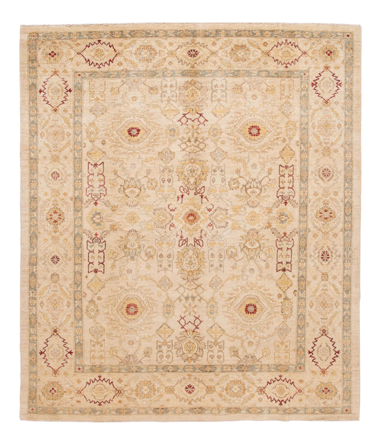 Modern Beige Peshawar Wool Rug with Floral Design 8'1 x 9'10 (1 of 10)