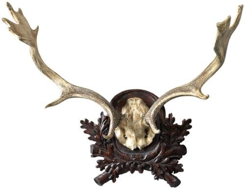 Hand-Painted Lodge Style Chocolate Fallow Deer Antler Plaque (1 of 1)