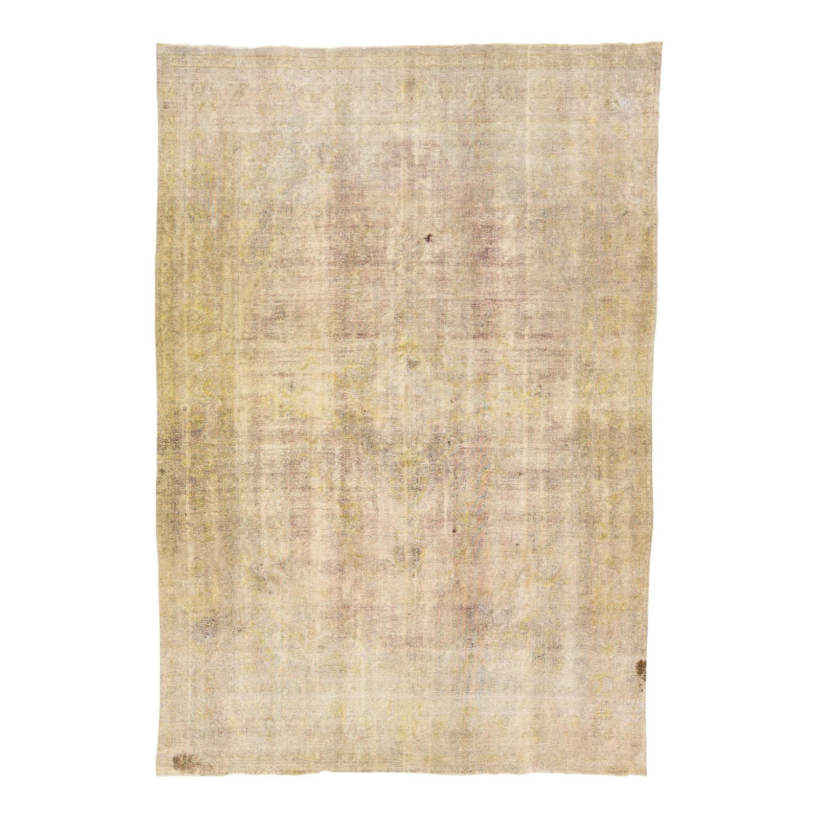 Vintage 1930s Handmade Persian Wool Rug Beige Floral 10'6" x 15'3": Vintage 1930s Handmade Persian Wool Rug Beige Floral 10'6" x 15'3" Discover a stunning vintage Persian wool rug, hand-knotted with intricate craftsmanship. Featuring a beautiful beige field adorned wi