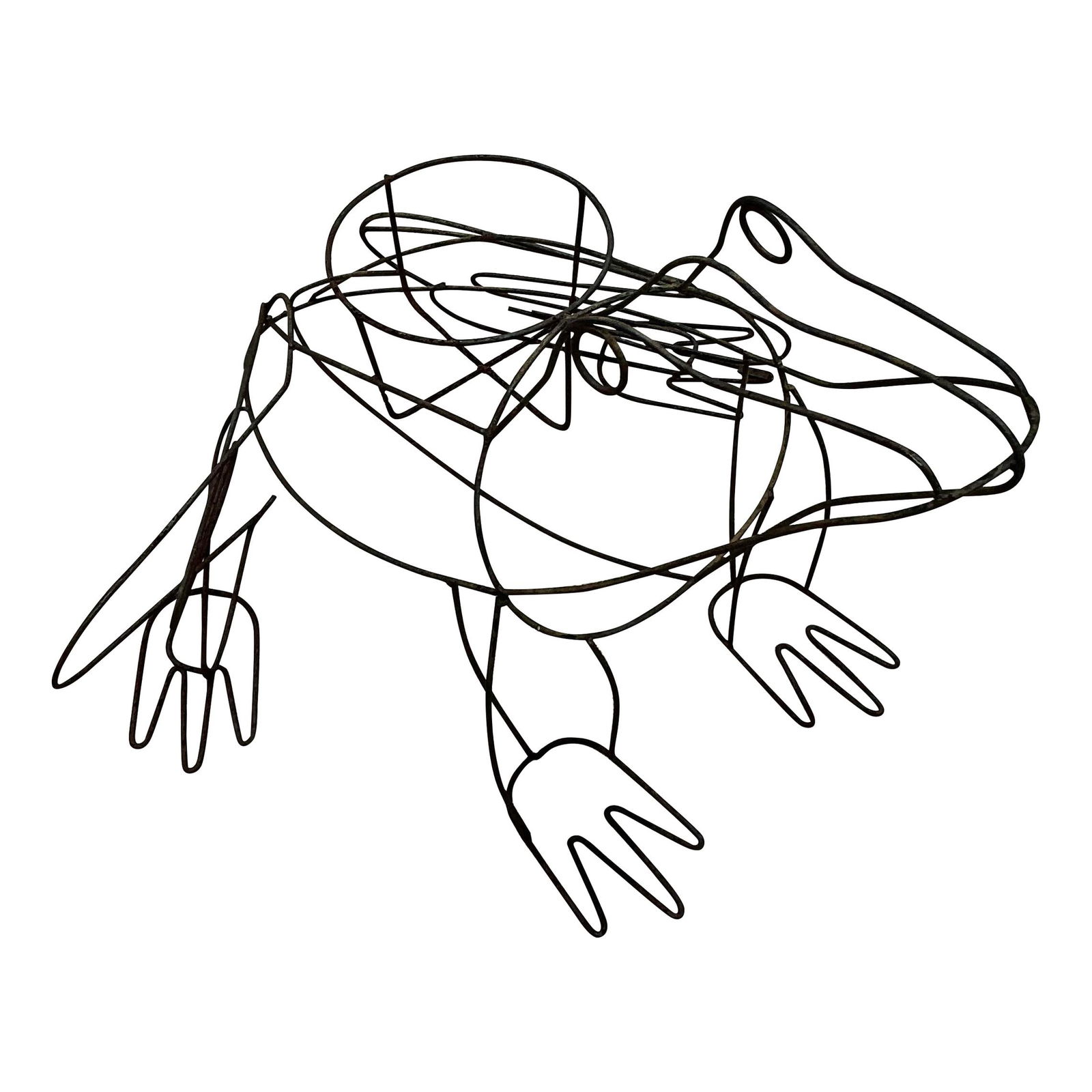 Vintage Boho Wire Frog Plant Holder 34 x 23 x 32.5 in Onyx Metal: Vintage Boho Wire Frog Plant Holder 34 x 23 x 32.5 in Onyx Metal Introducing the Vintage Boho Monumental Wire Frog Plant Holder, a delightful blend of bohemian style and functional design. This eye-ca