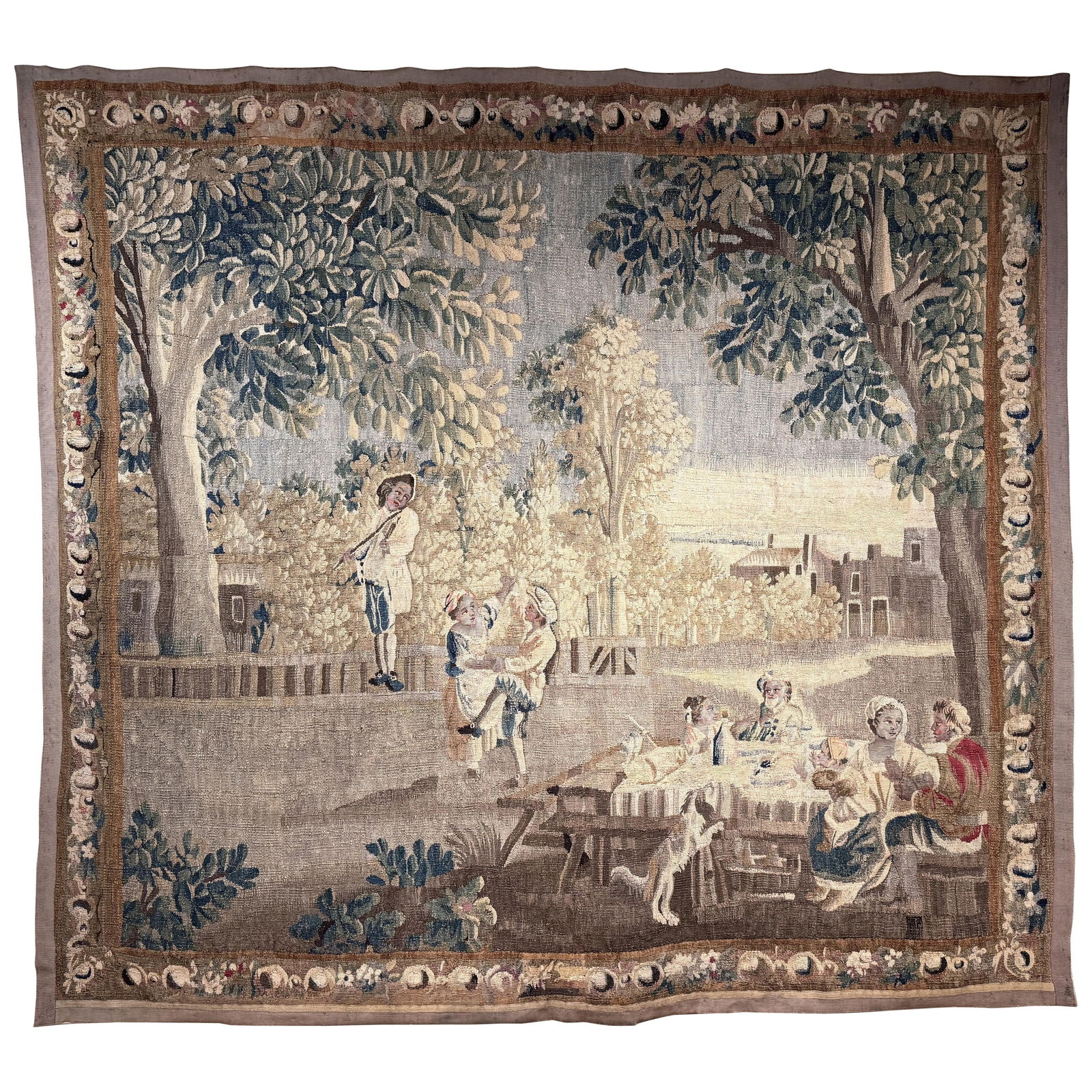 Large Aubusson Tapestry Pastoral Scene After Teniers France Circa 1740 (1 of 13)