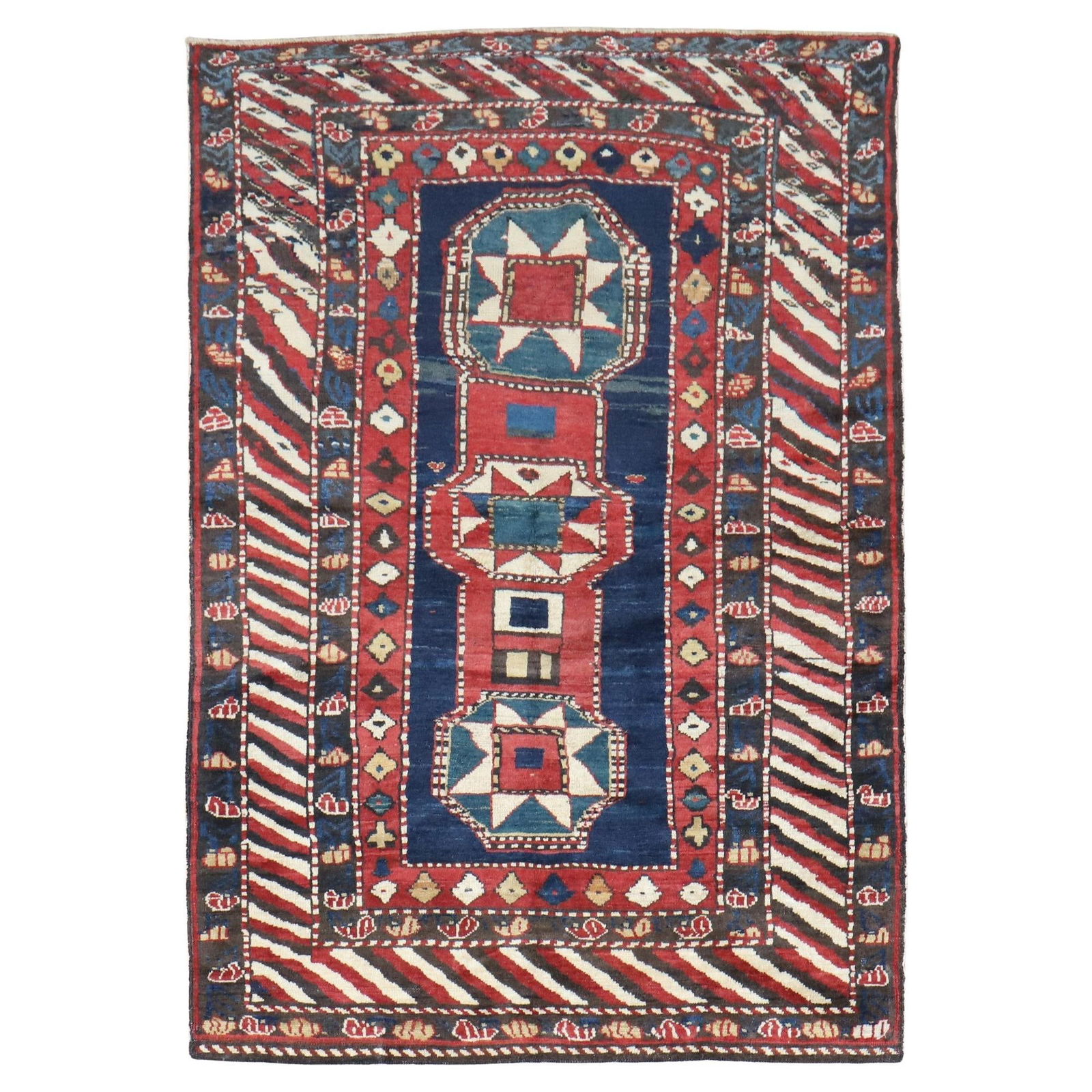 Zabihi Antique Caucasian Baku Khila Rug 1890 Hand-Knotted Wool Agra Style: Zabihi Antique Caucasian Baku Khila Rug 1890 Hand-Knotted Wool Agra Style This exquisite antique Caucasian Baku Khila rug showcases a stunning Agra style, hand-knotted from high-quality wool. With dim