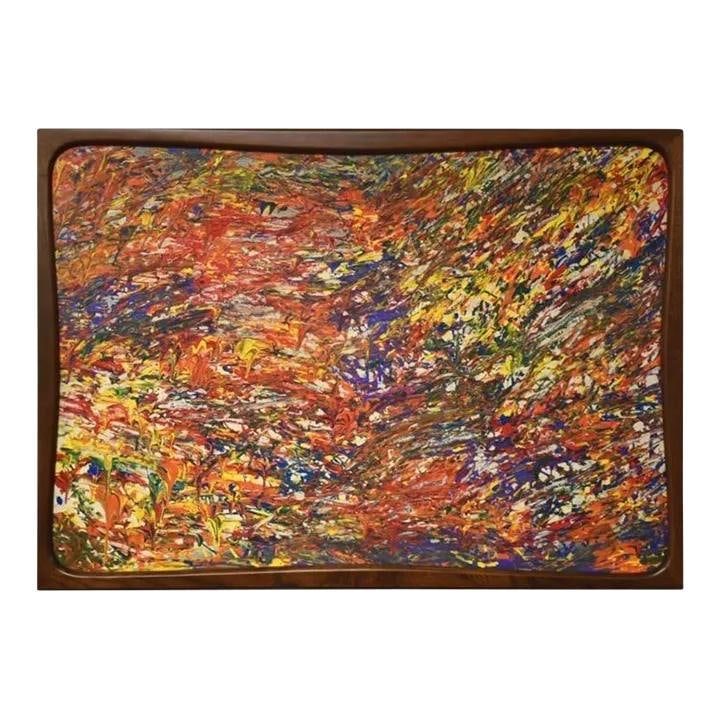 Chae Flux Vivid Reverie Acrylic Abstract Painting Framed 48x34.25: Chae Flux Vivid Reverie Acrylic Abstract Painting Framed 48x34.25 Experience the allure of "Vivid Reverie," an abstract painting by Chae Flux that captures the essence of emotion through a vibrant pal