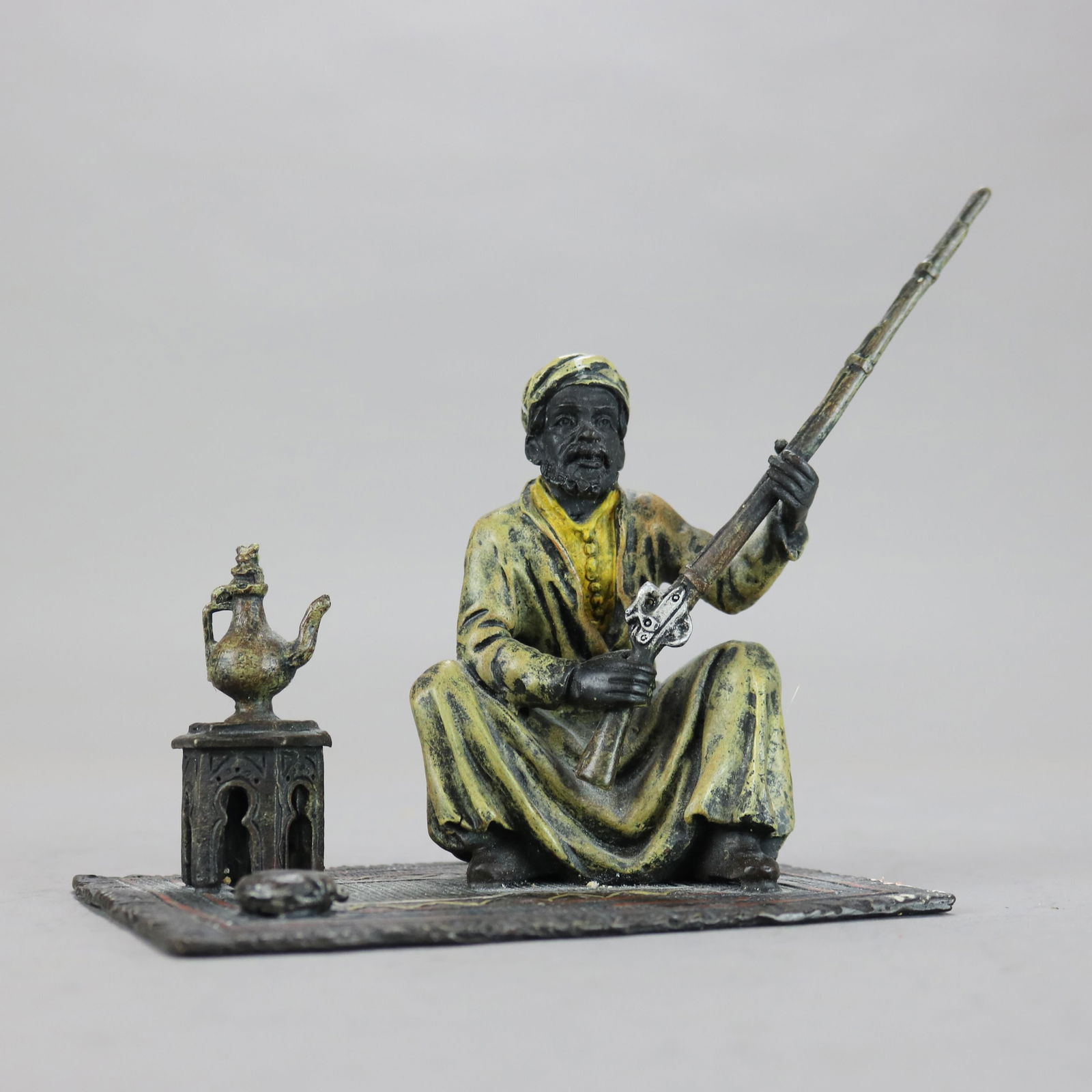 MANGREB Signed Bronzed Persian Figure with Rifle C1920 5x6 (1 of 11)
