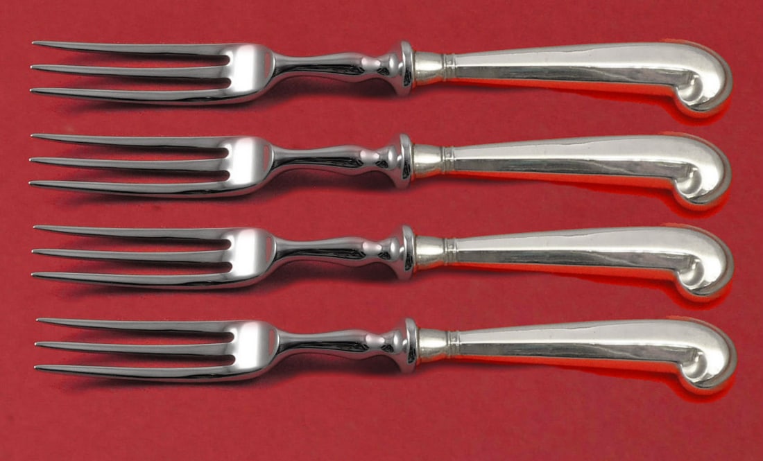Stieff Queen Anne-Williamsburg Sterling Silver Fruit Fork Set 4pc 6 Inch: Stieff Queen Anne-Williamsburg Sterling Silver Fruit Fork Set 4pc 6 Inch This exquisite 4-piece fruit fork set is crafted in the elegant Queen Anne-Williamsburg pattern by Stieff. Made from high-quali