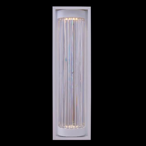 Kalco Cilindro Esterno Matte White Outdoor Sconce 36H LED Dimmable Crystal: Kalco Cilindro Esterno Matte White Outdoor Sconce 36H LED Dimmable Crystal Introducing the Matte White Outdoor Crystal Sconce, a stunning addition to your outdoor lighting collection. This elegantly d
