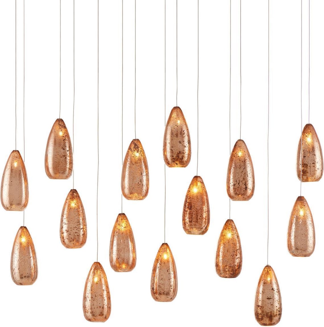 Currey Rame 15-Light Multi-Drop Pendant Clear Silver Finish: Currey Rame 15-Light Multi-Drop Pendant Clear Silver Finish Illuminate your space with this elegant 15-light Rame pendant, featuring a stunning transitional style. This multi-drop pendant is crafted f
