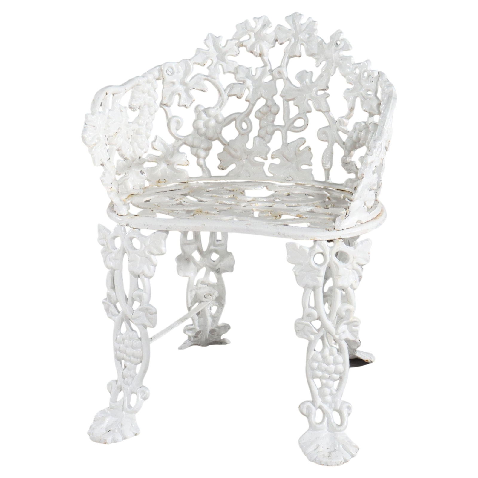 Antique Wrought Iron Garden Seat with Grape Leaf Design c1890 (1 of 6)