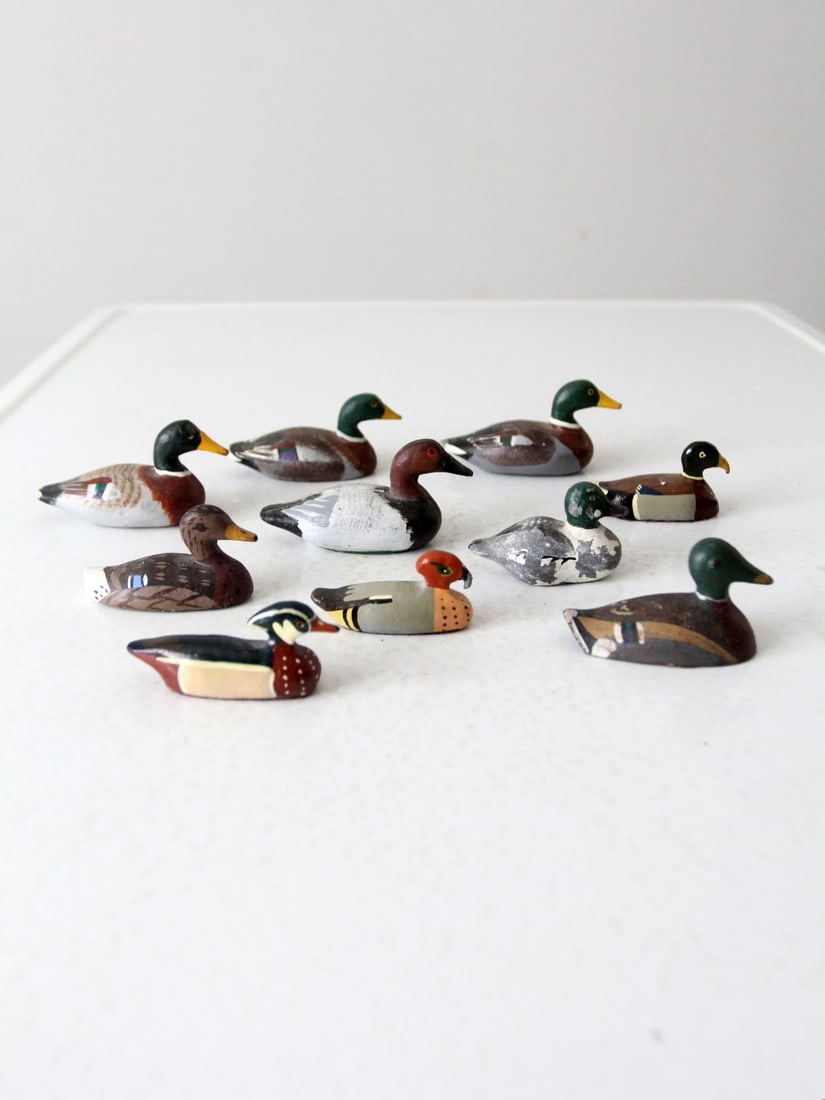 Charming Vintage Hand Painted Cast Iron Duck Figurine Set 1930s-1960s: Charming Vintage Hand Painted Cast Iron Duck Figurine Set 1930s-1960s Discover a charming collection of ten vintage cast iron duck figurines, each hand-painted with attention to detail and originating