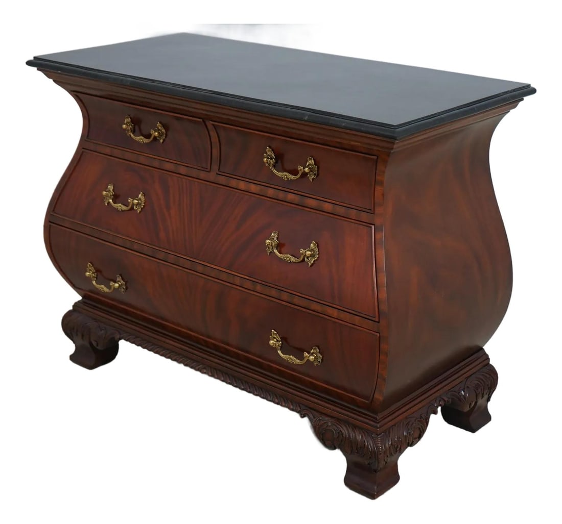 Maitland Smith Mahogany Kettle Base Chest with Marble Top (1 of 10)