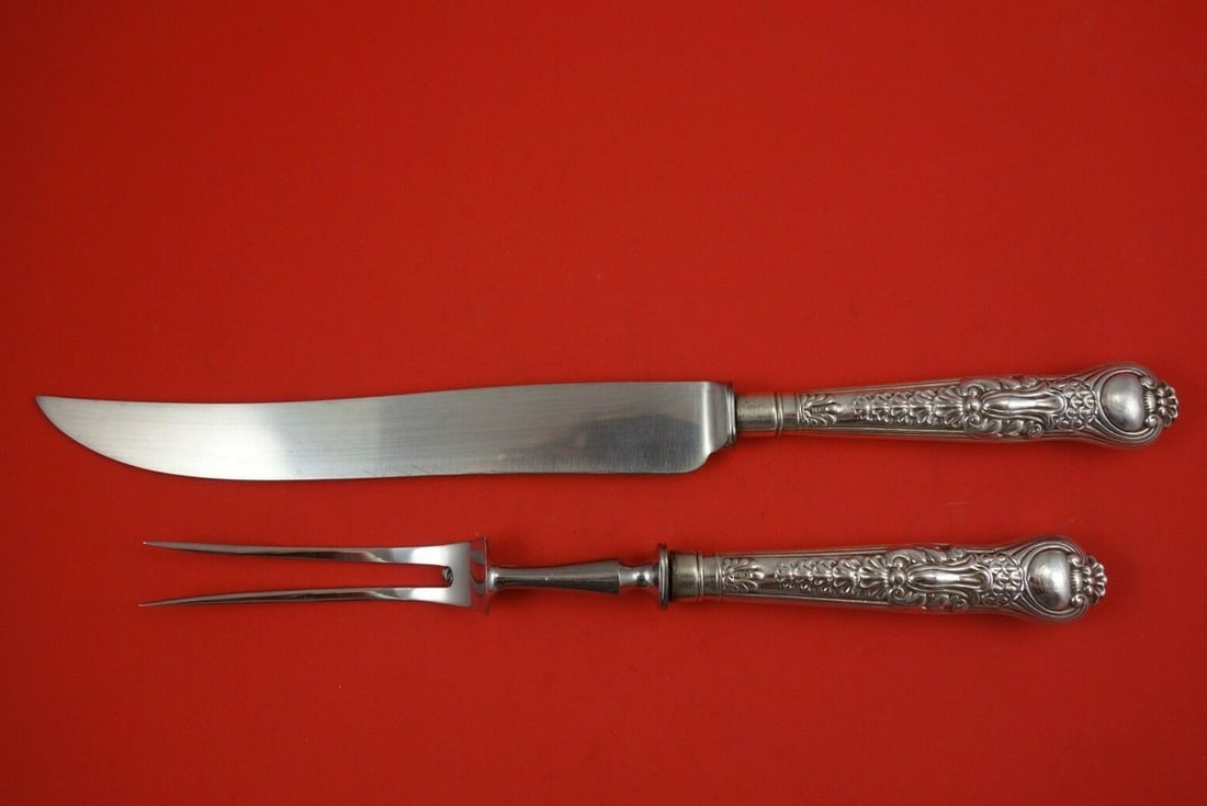 Mary Chawer Coburg Sterling Silver Roast Carving Set 2pc c.1836 (1 of 3)