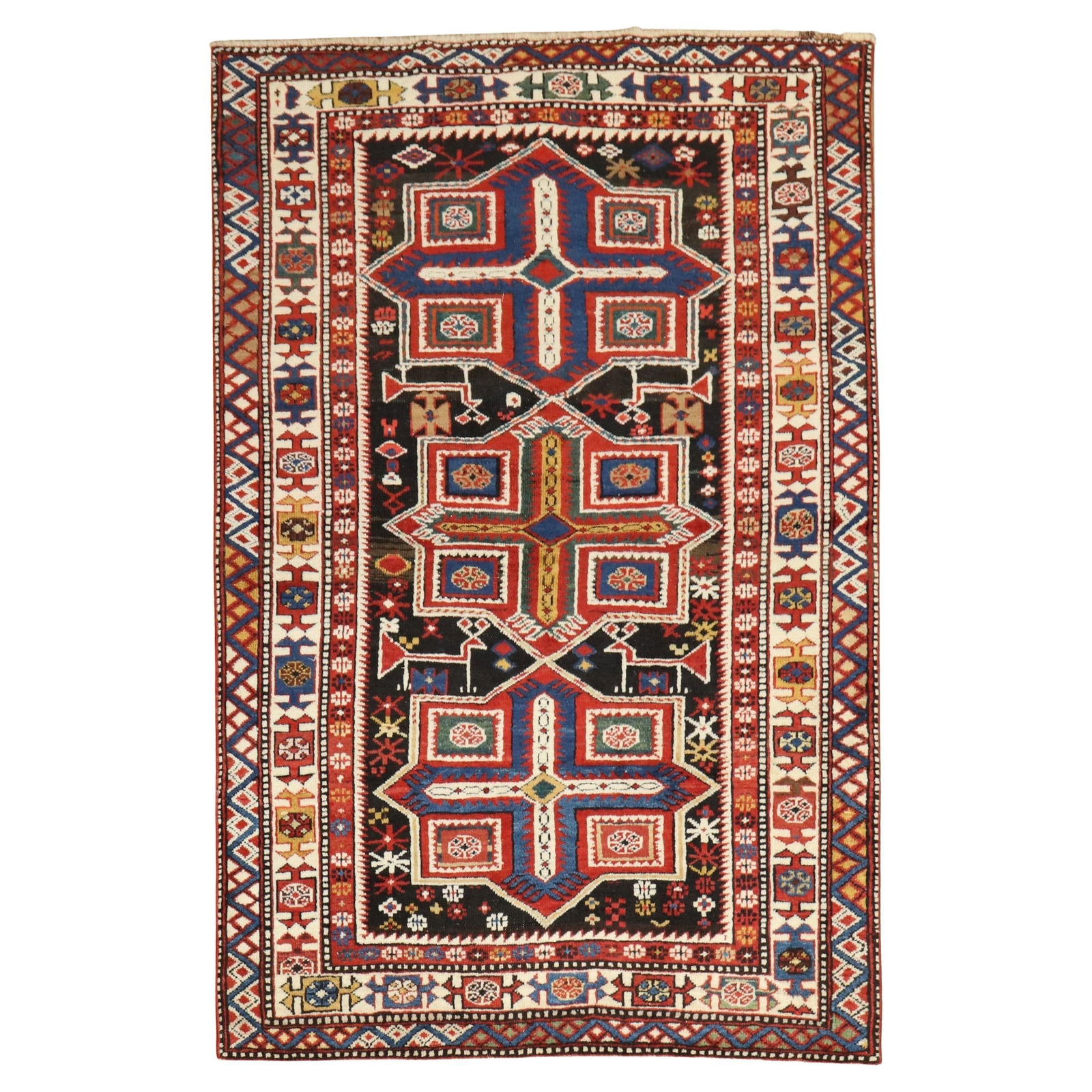 19th Century Kazak Shirvan Hand-Knotted Wool Rug 40 x 64 (1 of 11)
