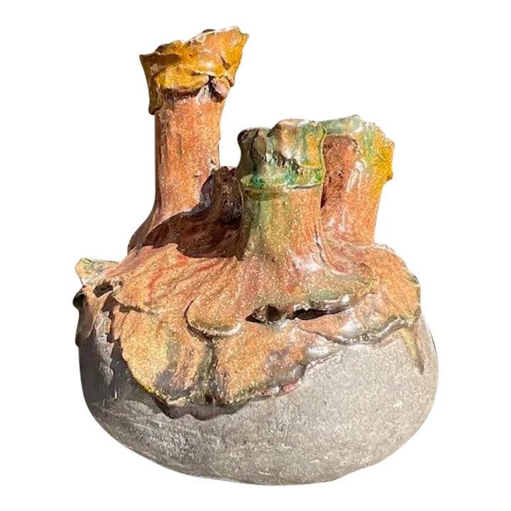 Handcrafted Ceramic Three-Tube Bohemian Vase Studio Pottery (1 of 6)