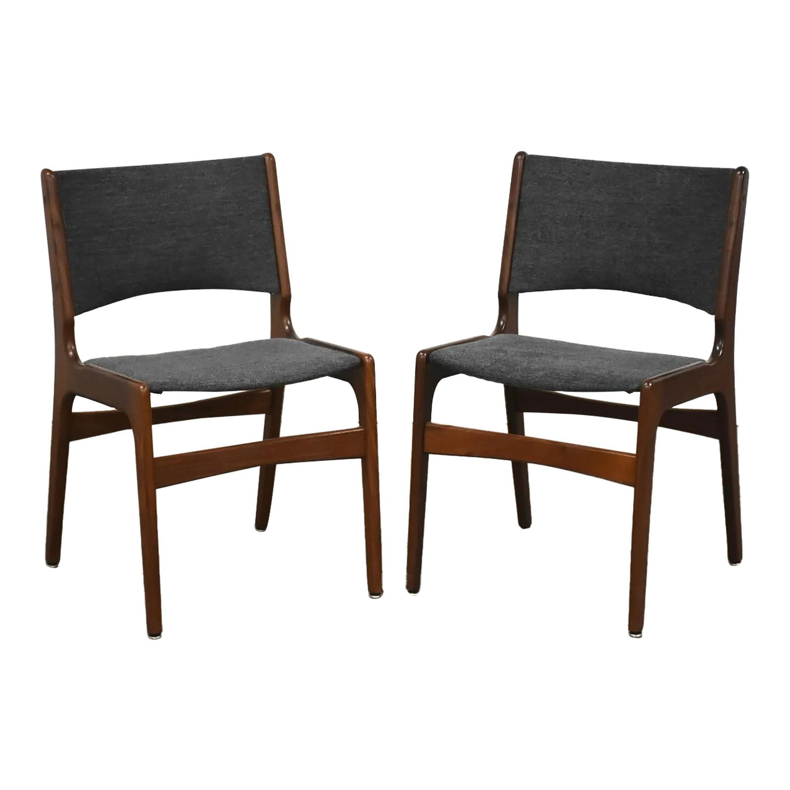 Pair of Erik Buch Teak Dining Chairs with Dark Grey Fabric (1 of 5)