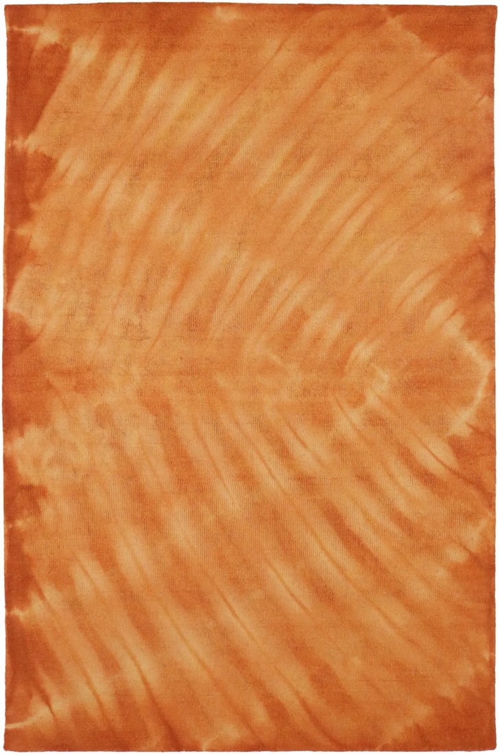 Hand-Tufted Wool Area Rug 5x8 Solar Orange Abstract Modern Design (1 of 16)