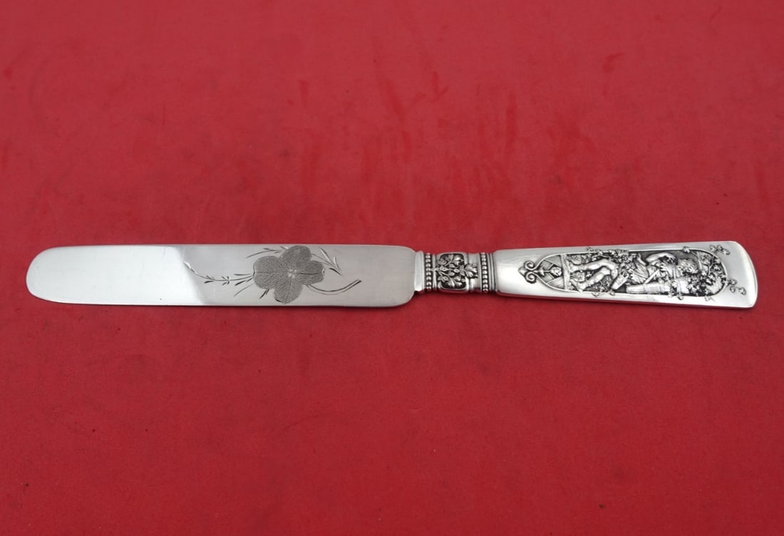 Gorham Fontainebleau Sterling Silver Tea Knife Engraved Flower Clover 8 3/8" (1 of 3)