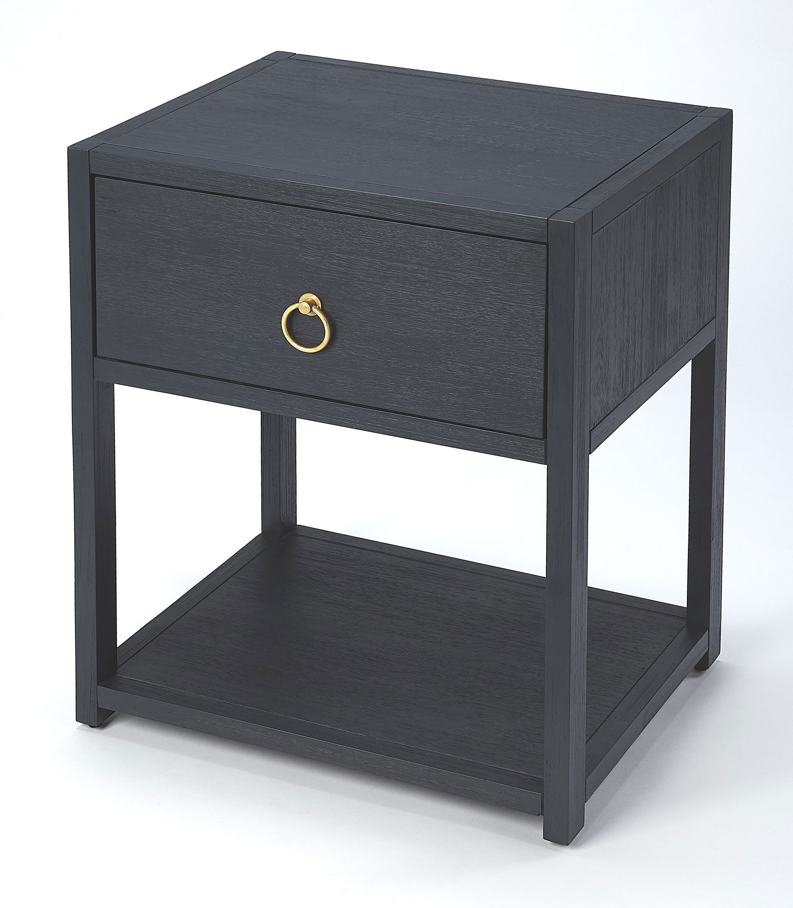 Butler Modern Navy Blue Table with Gold Hardware and Storage (1 of 7)