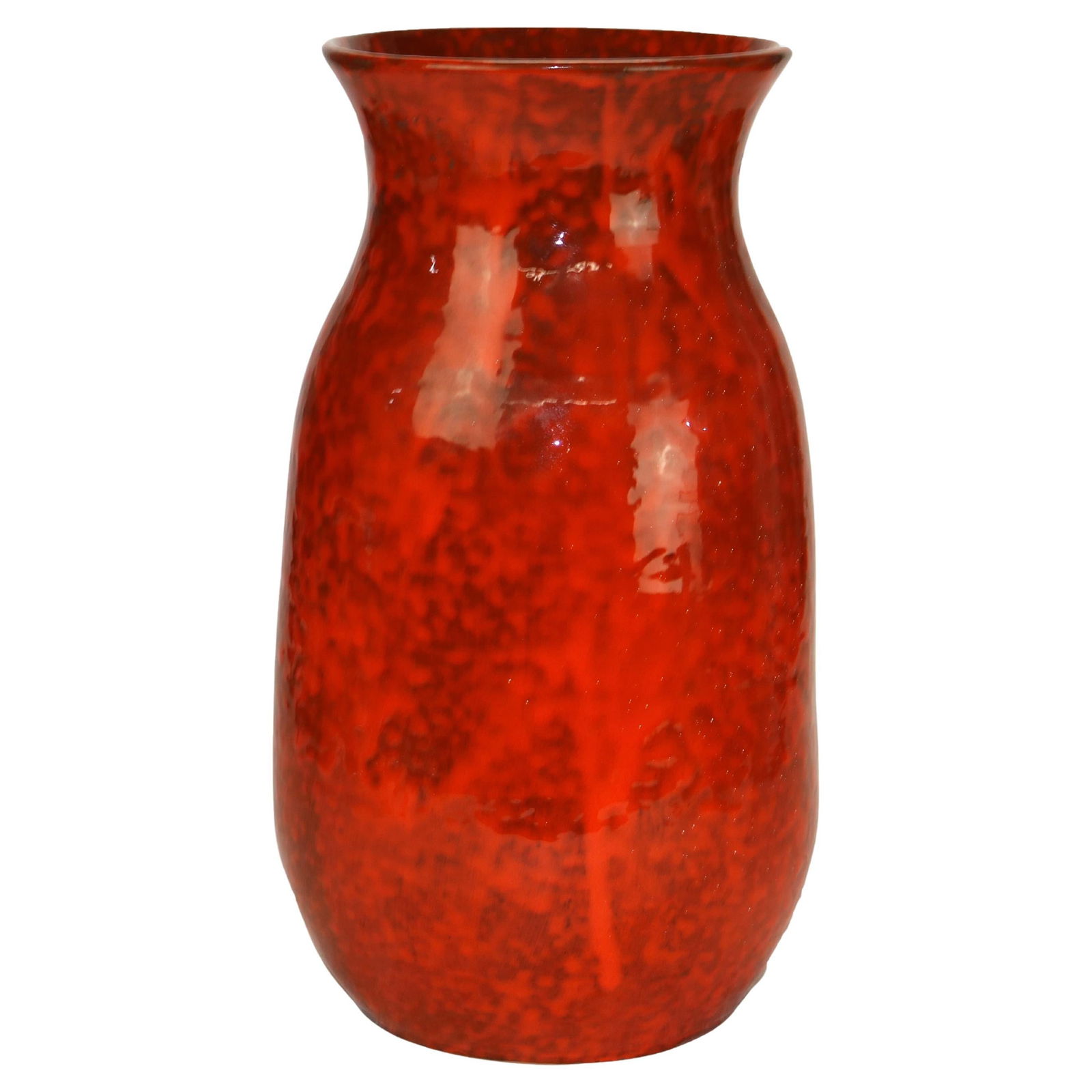 Vintage Italian Arts & Crafts 17.75" Mottled Orange Pottery Vase c1920 (1 of 7)