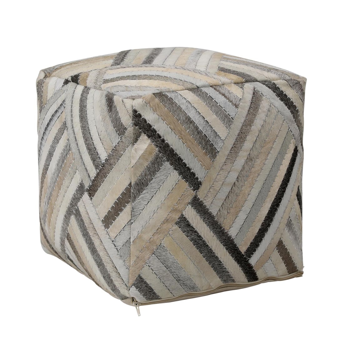 New Edith Brown Goat Hide Pouf Accent Seat 16x16x16 (1 of 2)