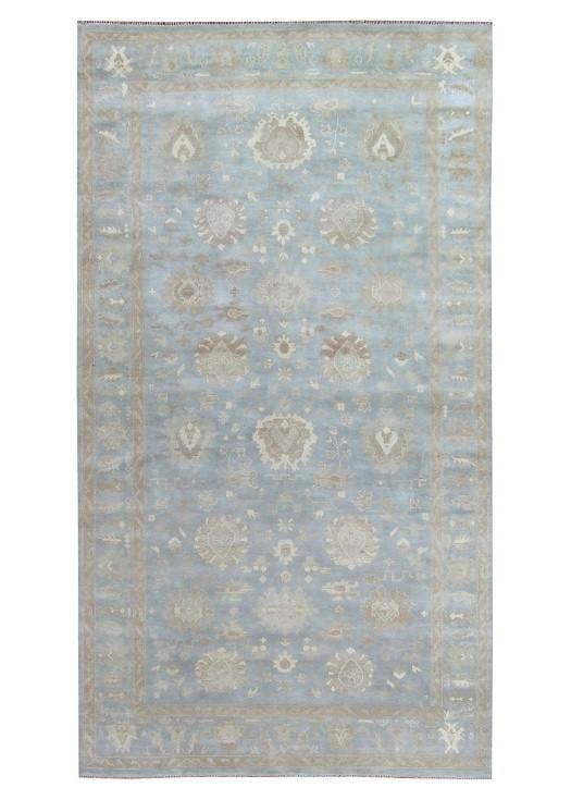 10.1 x 19.5 Oushak Hand-Knotted Area Rug Turkish Wool Gray Design (1 of 6)