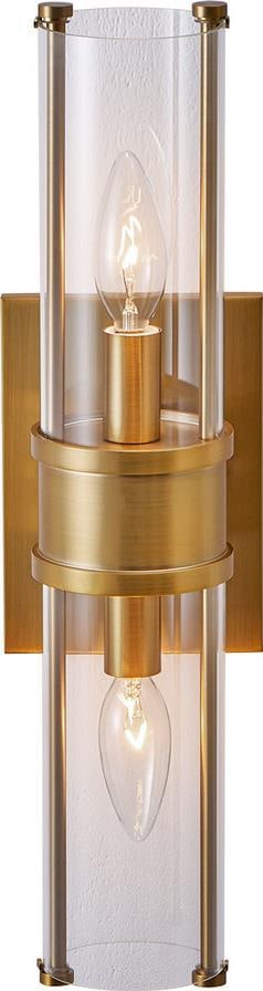 Kalco Duet Brass Wall Sconce 17H Clear Glass Indoor Lighting (1 of 1)